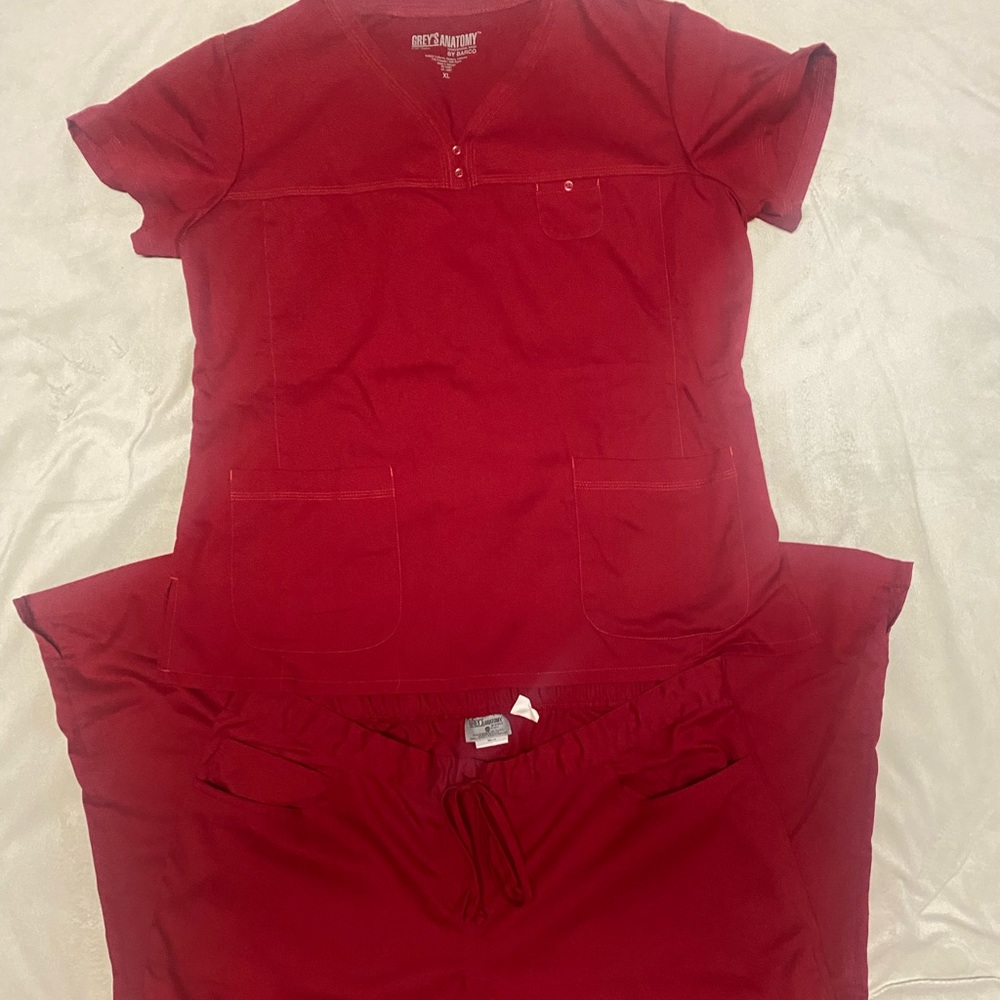 Greys Anatomy Red Scrub Set